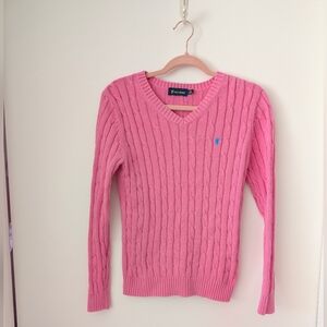 Polo Ralph Lauren Pink V-Neck Cable Knit Sweater